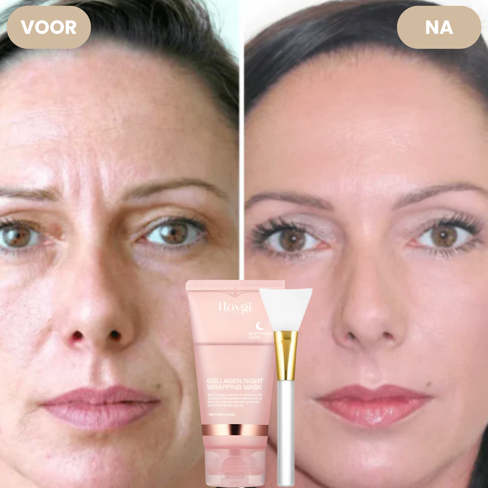 GlowWrap voor en na close-up – gladdere huidtextuur – ElleCera