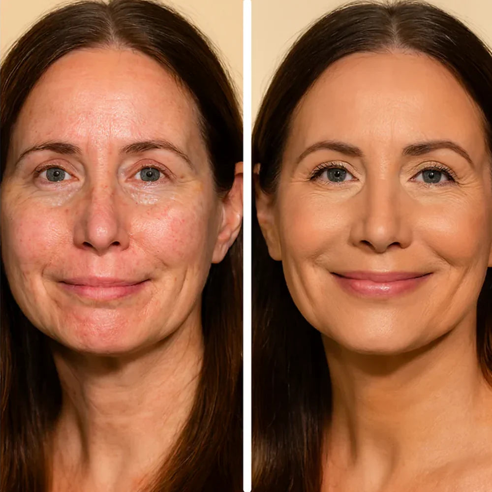 TonePerfect Foundation Stick voor en na – egale huid zonder vlekken – ElleCera